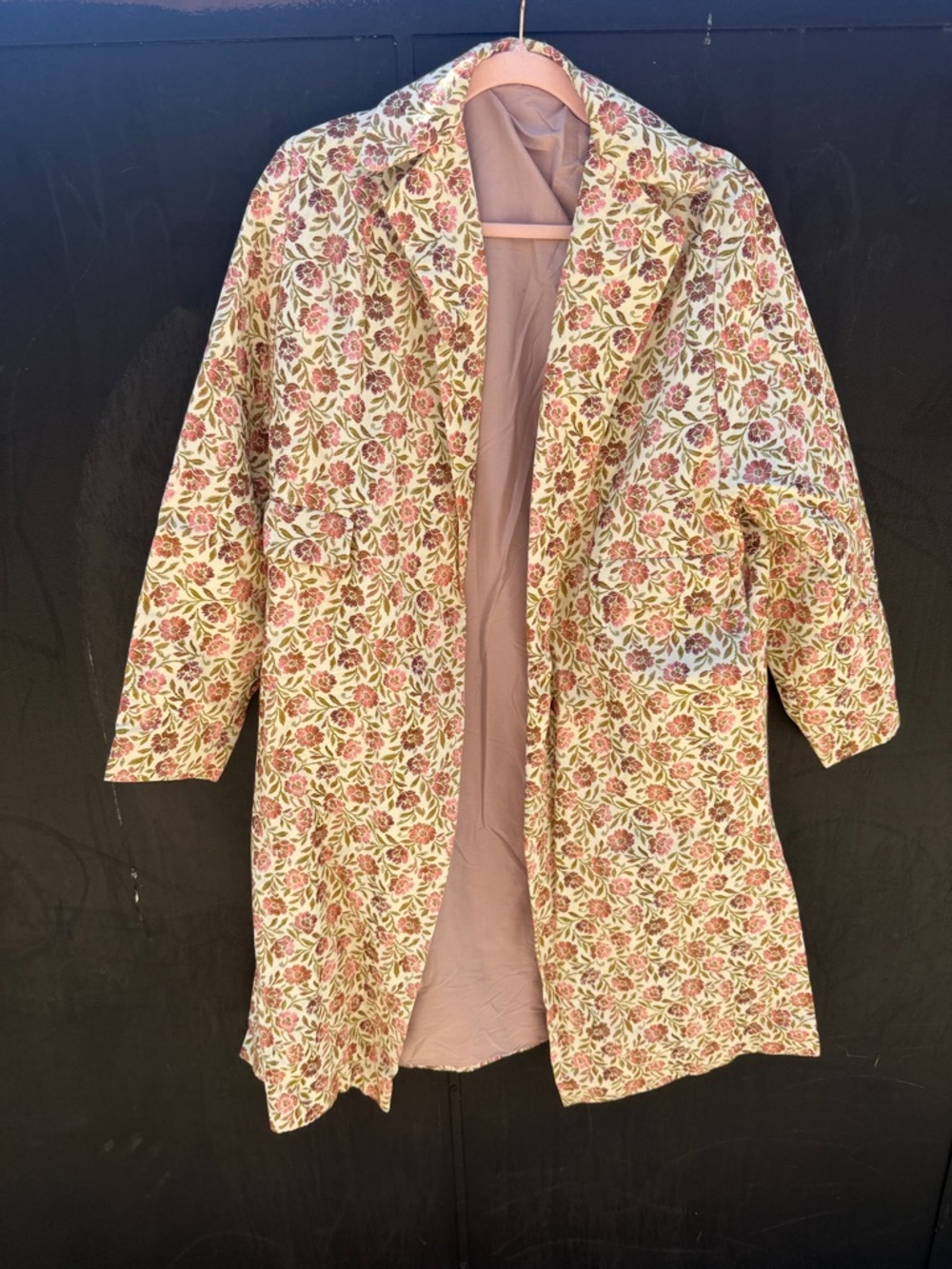 Isabel Toledo Pink Green Floral heavy brocade Coat